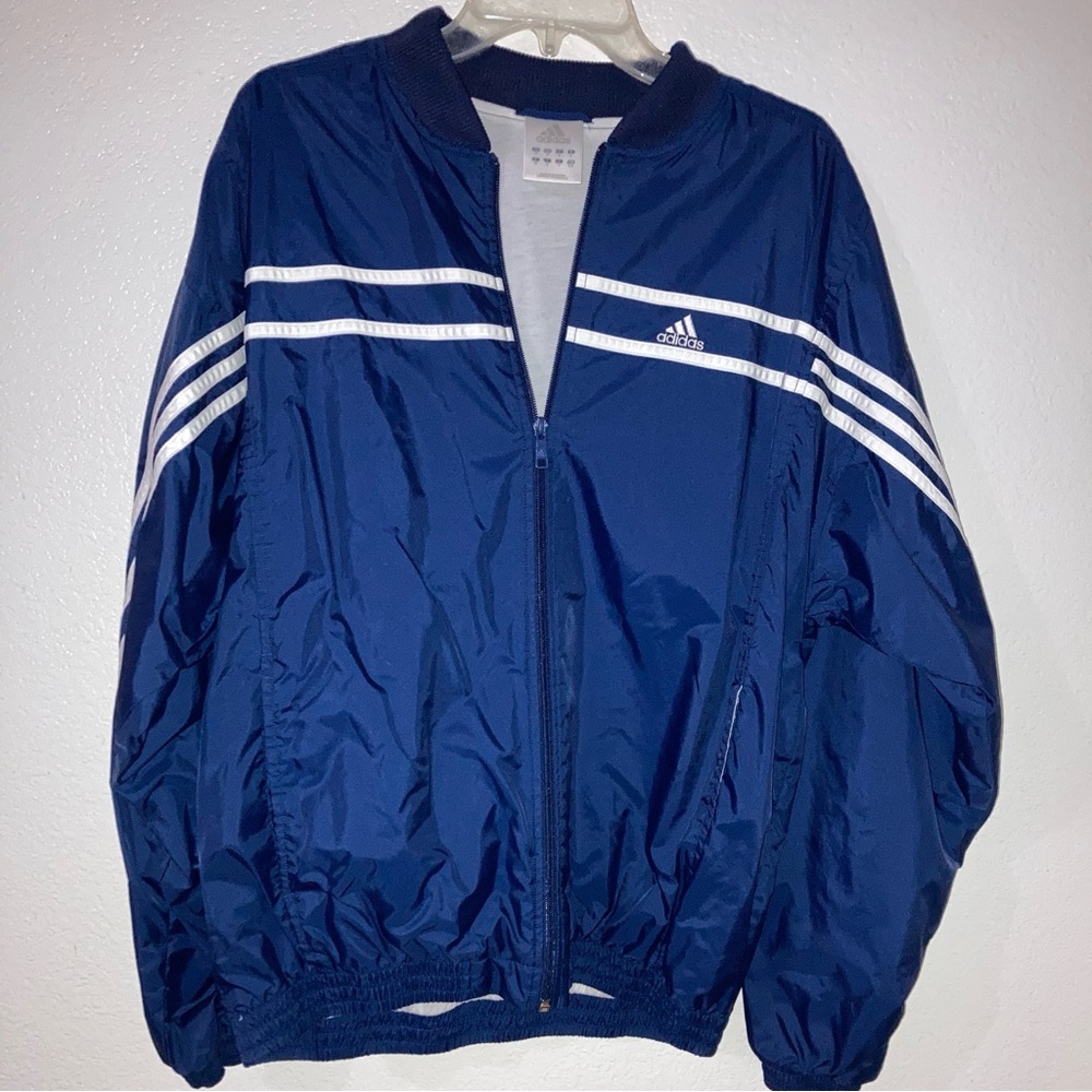 Adidas Men's Navy jacket with White Stripes